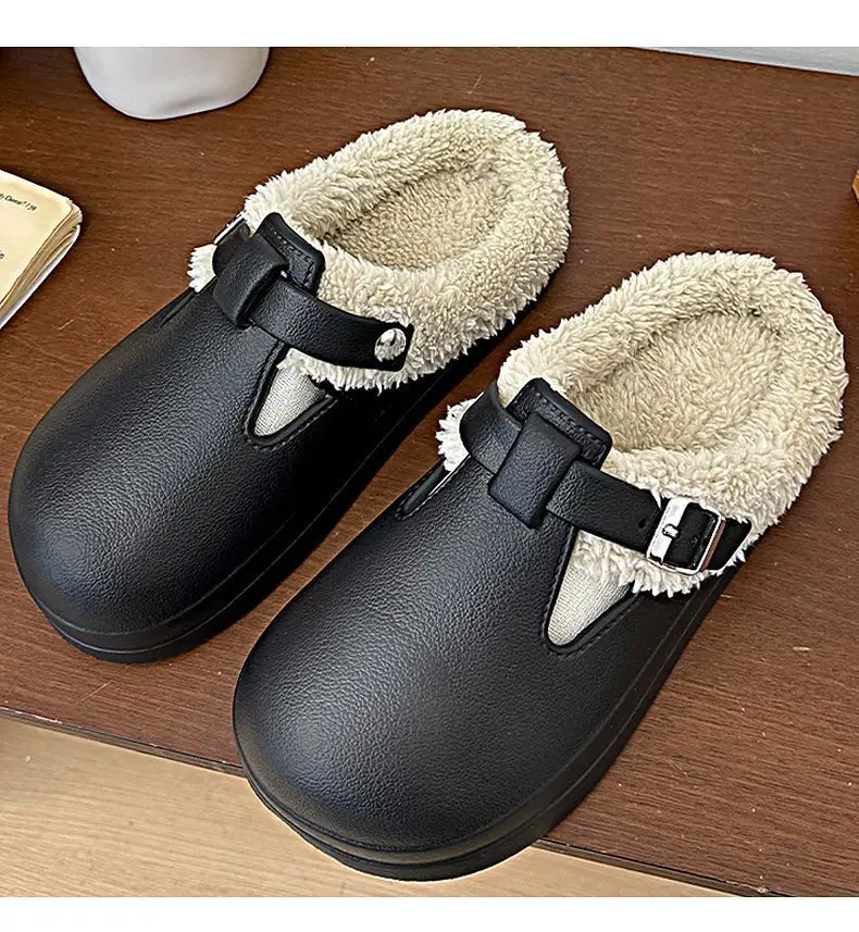 Winter Warm Cotton Slippers Black Non-Slip — feature 14