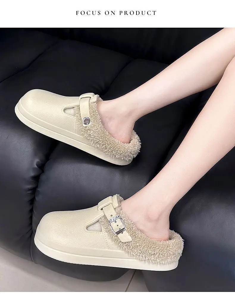 Winter Warm Cotton Slippers Black Non-Slip — feature 6