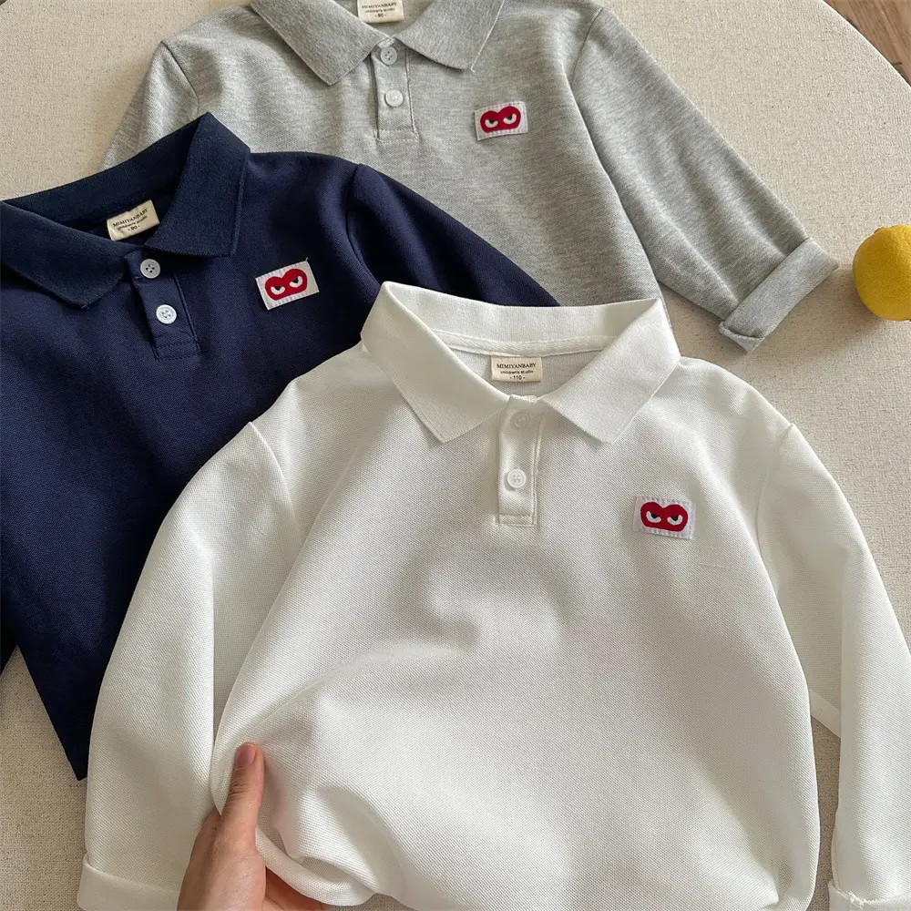 Red Boys Polo Shirt 26 Spring Autumn Loose Fit — feature 11