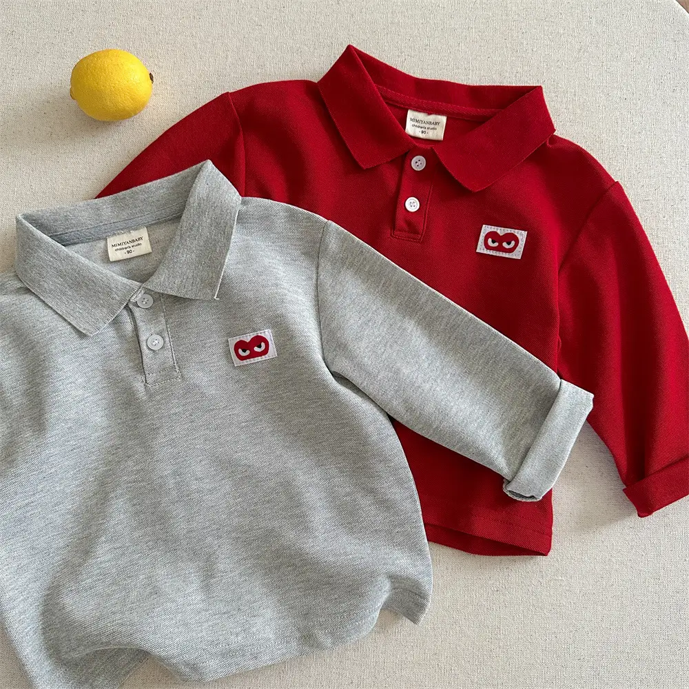 Red Boys Polo Shirt 26 Spring Autumn Loose Fit — feature 14