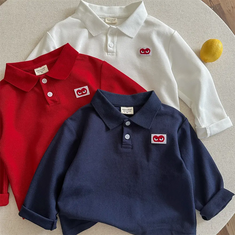 Red Boys Polo Shirt 26 Spring Autumn Loose Fit — feature 15