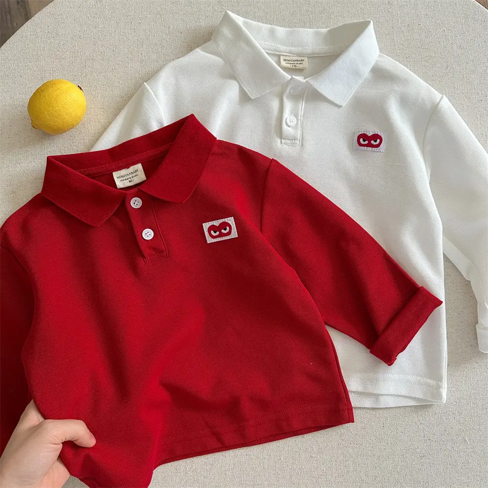 Red Boys Polo Shirt 26 Spring Autumn Loose Fit — feature 16