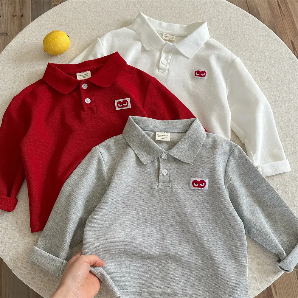 Red Boys Polo Shirt 26 Spring Autumn Loose Fit — feature 17