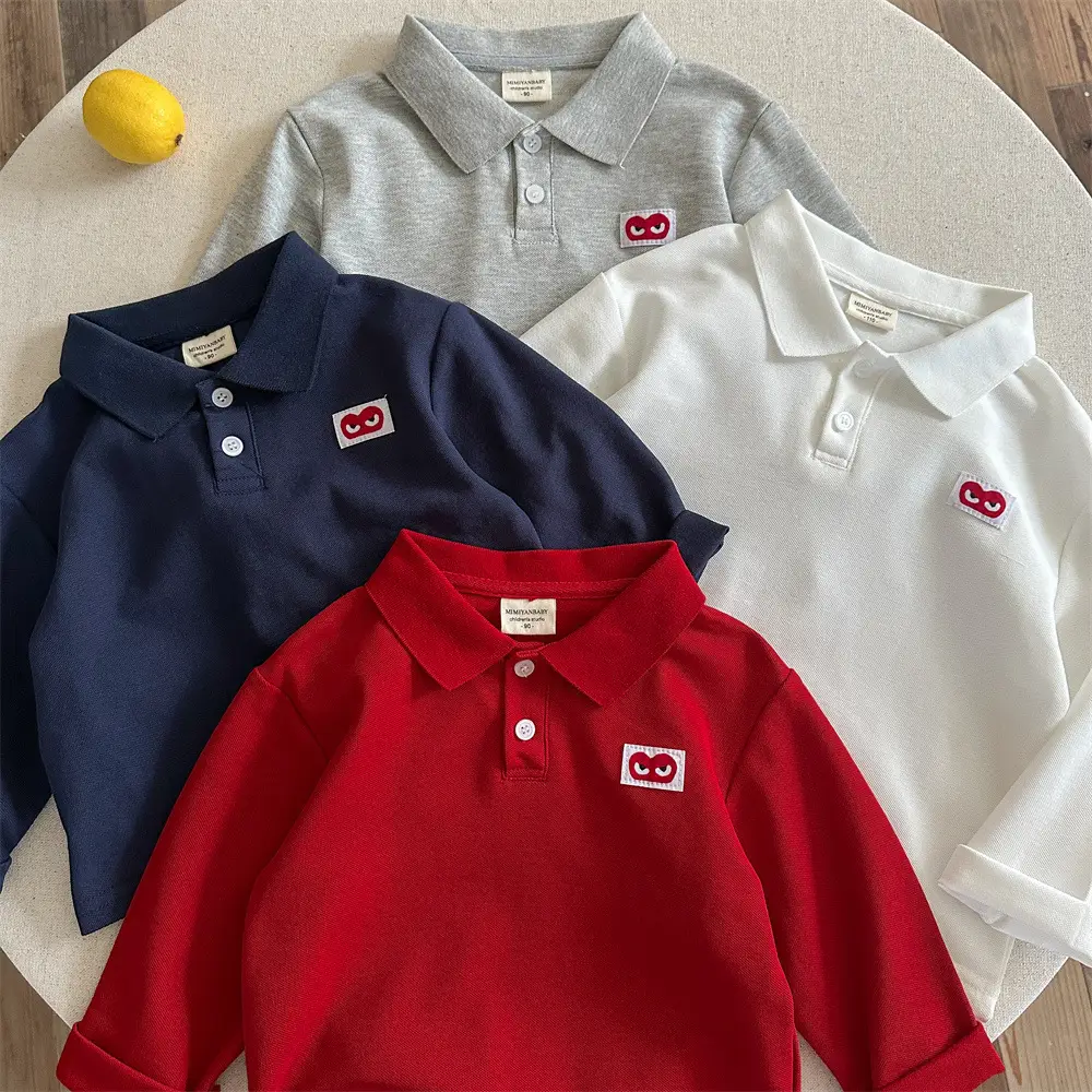 Red Boys Polo Shirt 26 Spring Autumn Loose Fit — feature 7