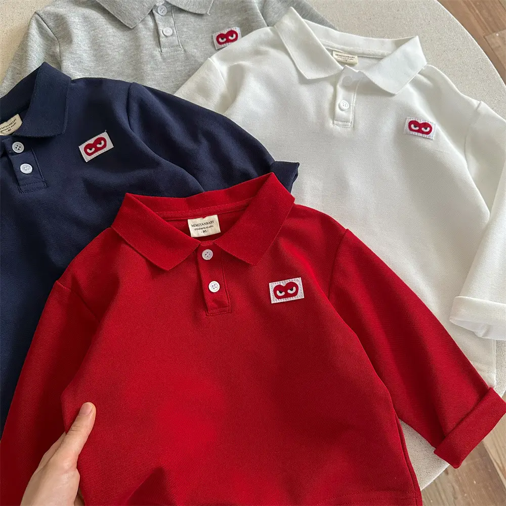Red Boys Polo Shirt 26 Spring Autumn Loose Fit — feature 8