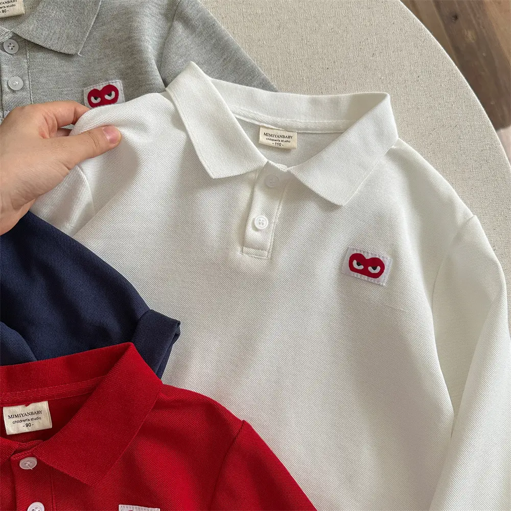 Red Boys Polo Shirt 26 Spring Autumn Loose Fit — feature 9