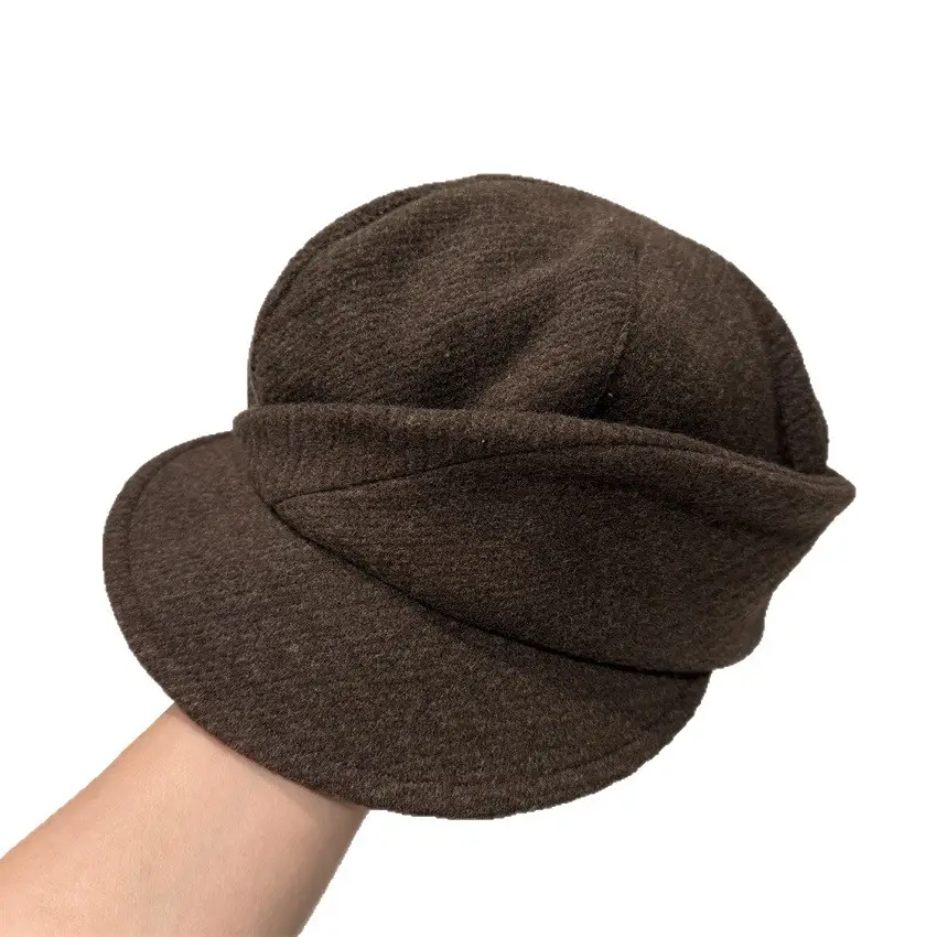 Women Wool Newsboy Cap Brown Winter Warm - Image 9