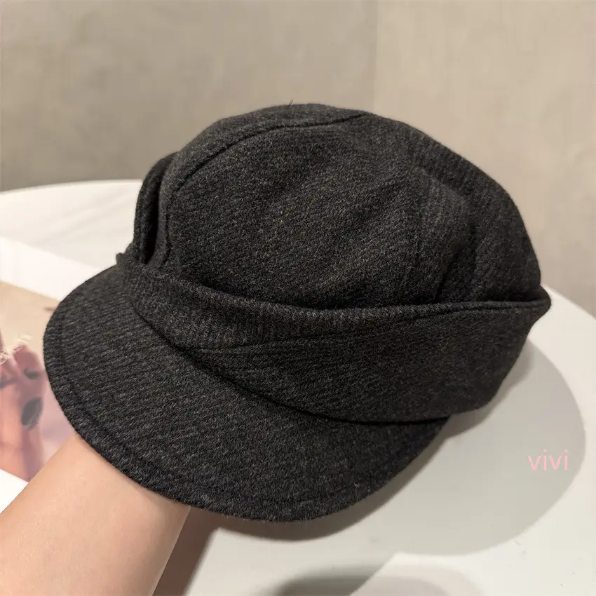Women Wool Newsboy Cap Brown Winter Warm - Image 3