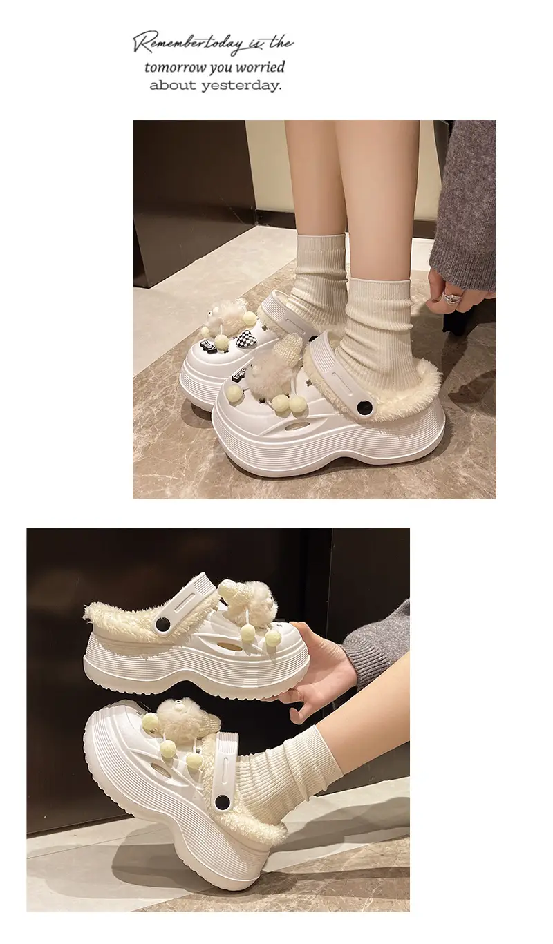 Fleece Lined Clogs for Women Cute Pom Pom Winter Slippers — feature 10
