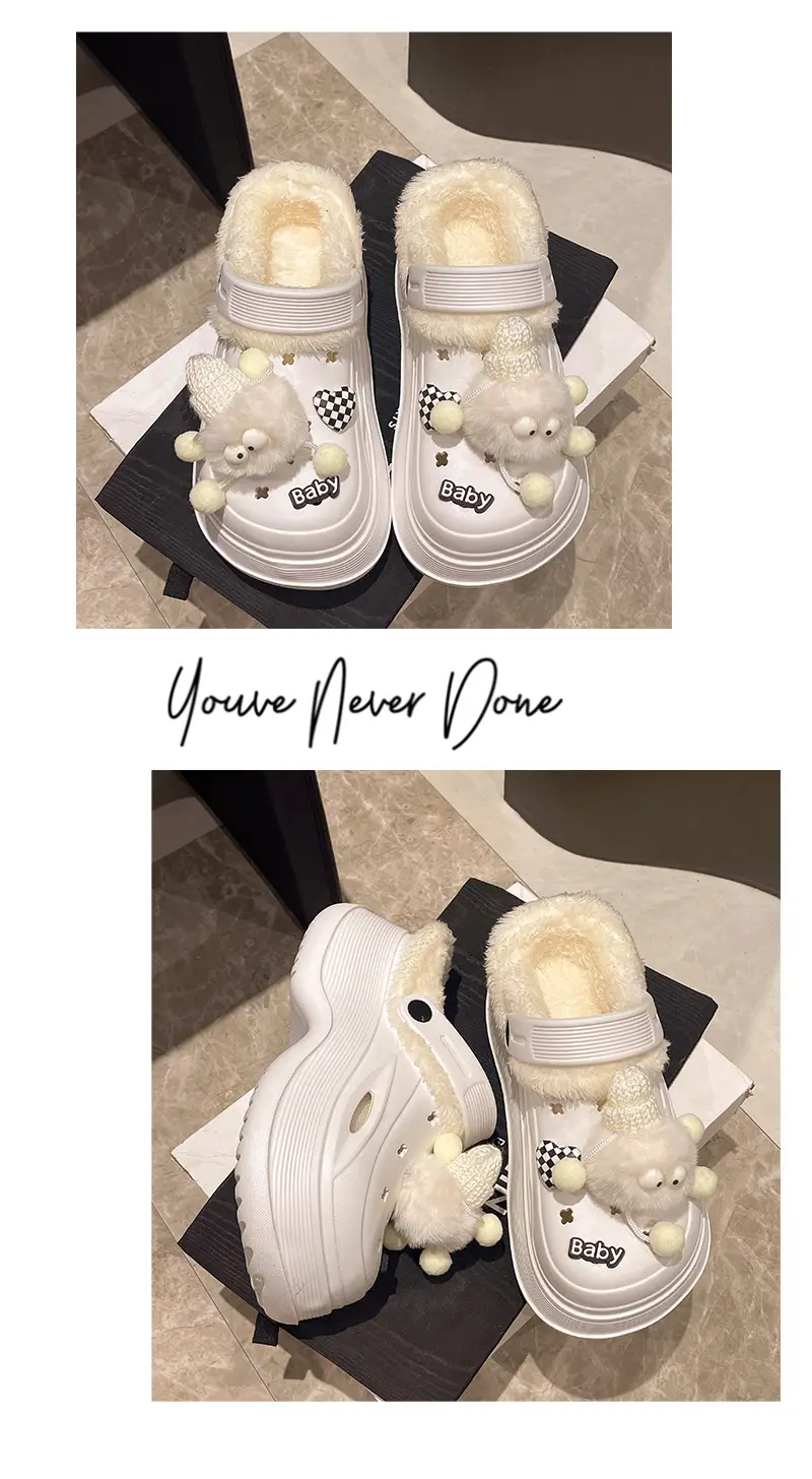 Fleece Lined Clogs for Women Cute Pom Pom Winter Slippers — feature 12