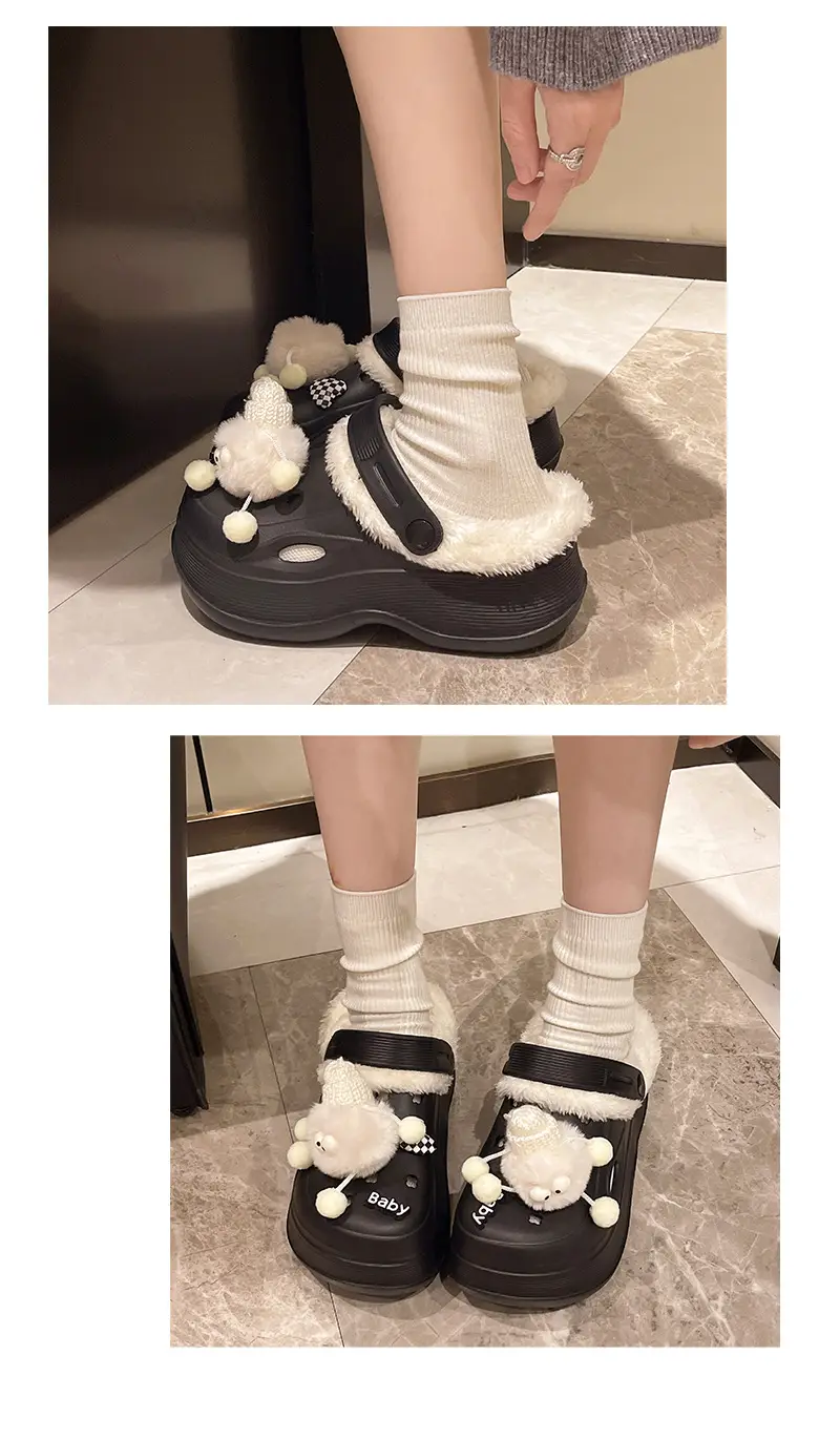Fleece Lined Clogs for Women Cute Pom Pom Winter Slippers — feature 5