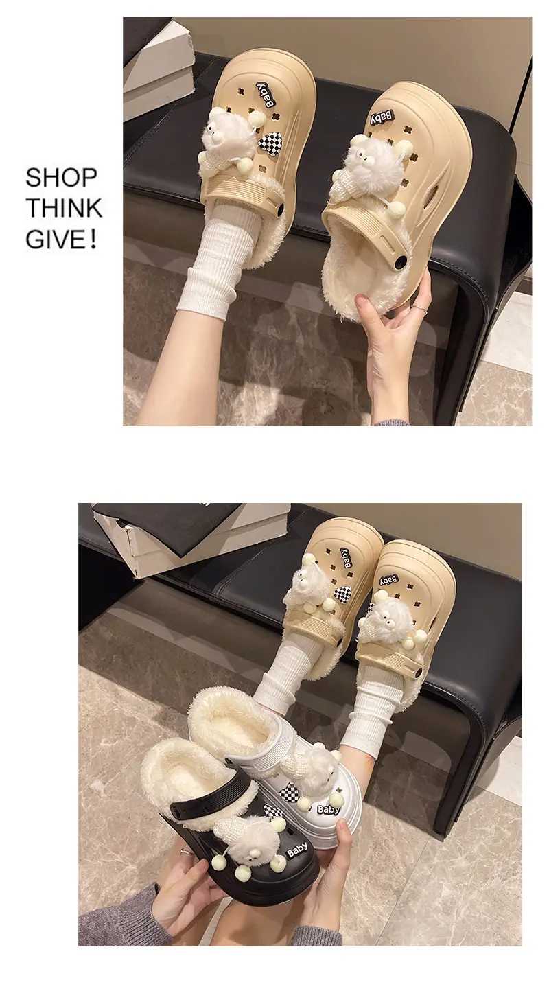 Fleece Lined Clogs for Women Cute Pom Pom Winter Slippers — feature 6