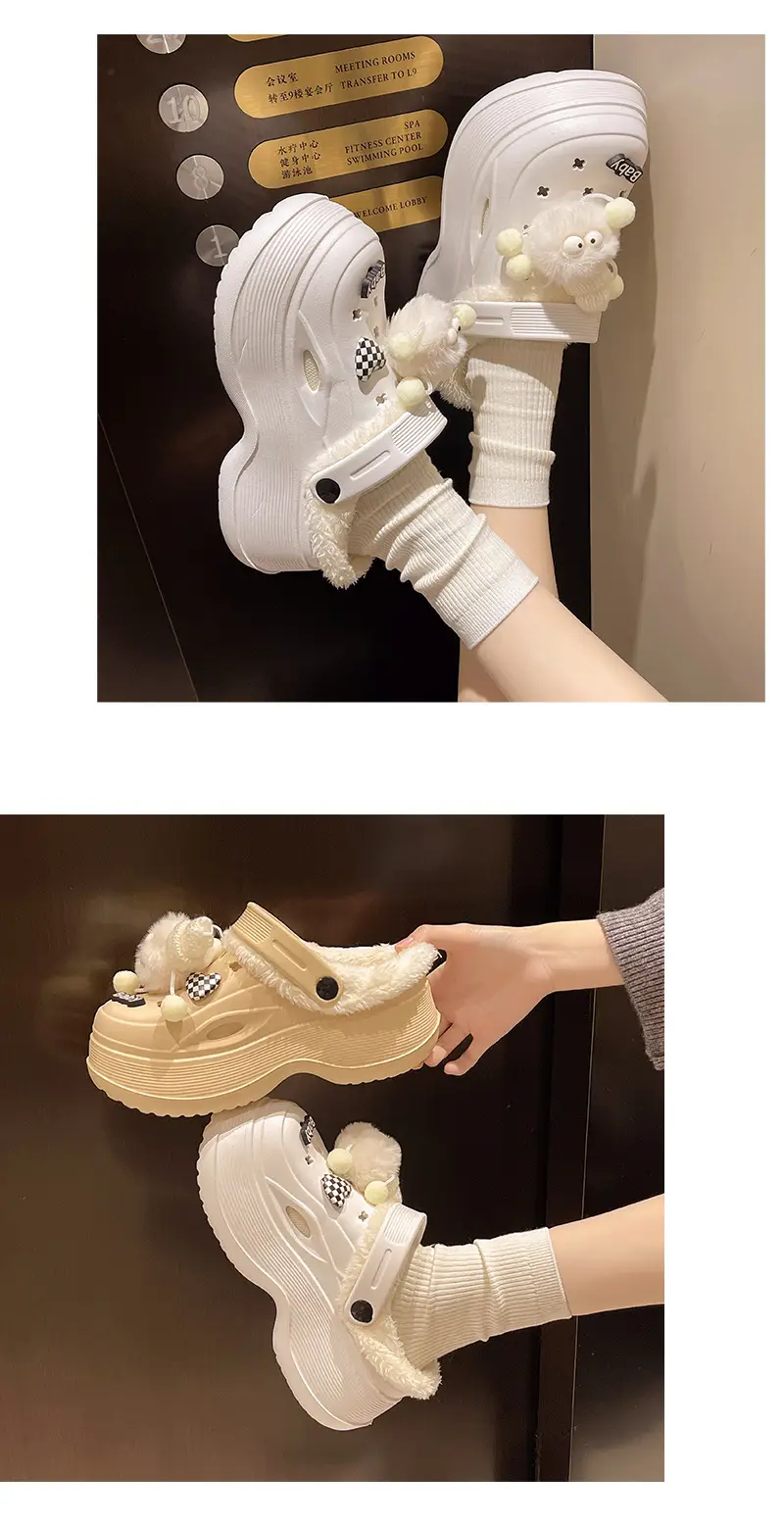 Fleece Lined Clogs for Women Cute Pom Pom Winter Slippers — feature 9