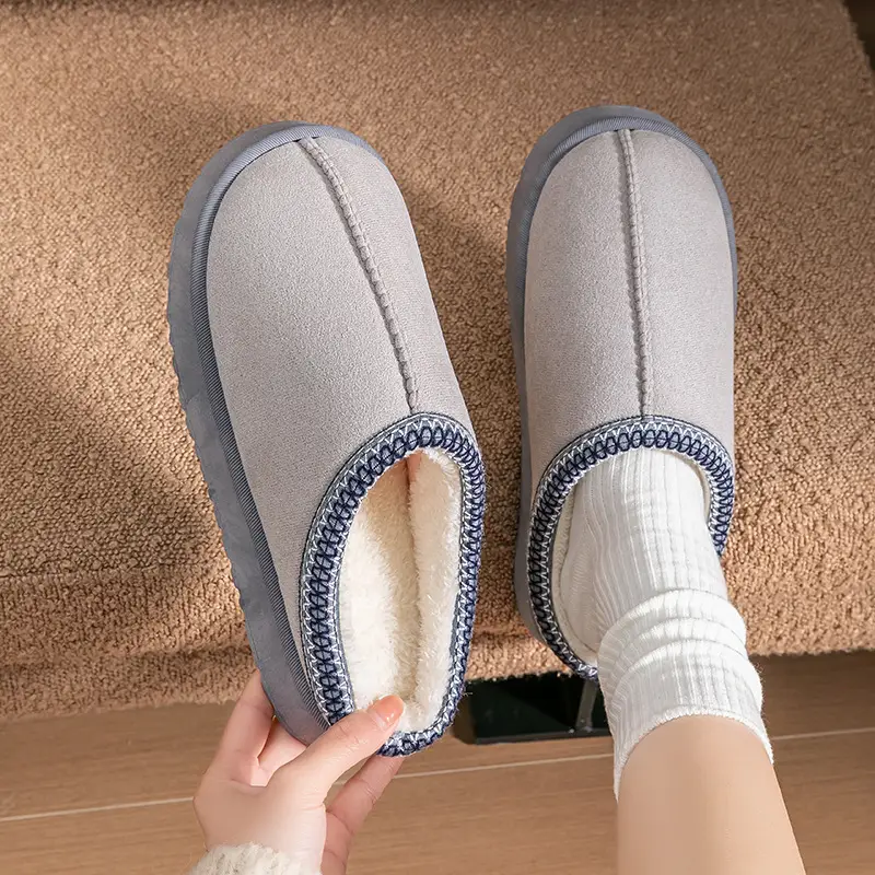 Plush Cotton Slippers for Women in Autumn and Winter 2025 New Style Indoor Home Thick-Soled Cotton Slippers Warm Closed-Toe Cotton Slippers