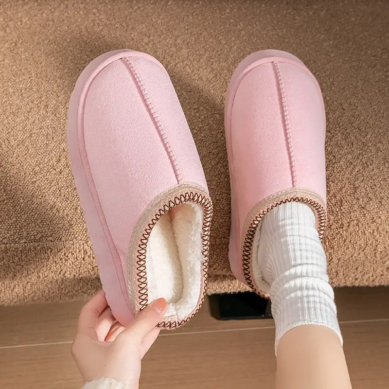 Plush Cotton Slippers for Women in Autumn and Winter 2025 New Style Indoor Home Thick-Soled Cotton Slippers Warm Closed-Toe Cotton Slippers