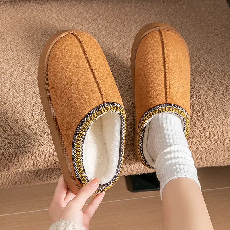 Plush Cotton Slippers for Women in Autumn and Winter 2025 New Style Indoor Home Thick-Soled Cotton Slippers Warm Closed-Toe Cotton Slippers