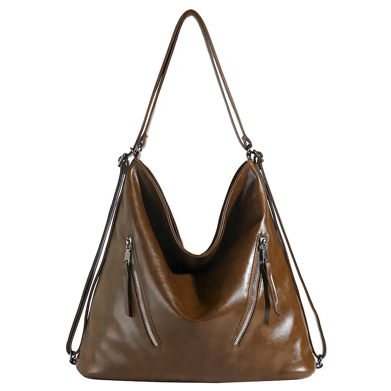 Black Leather Crossbody Bag for Women, Large Capacity, Retro Design - Image 8