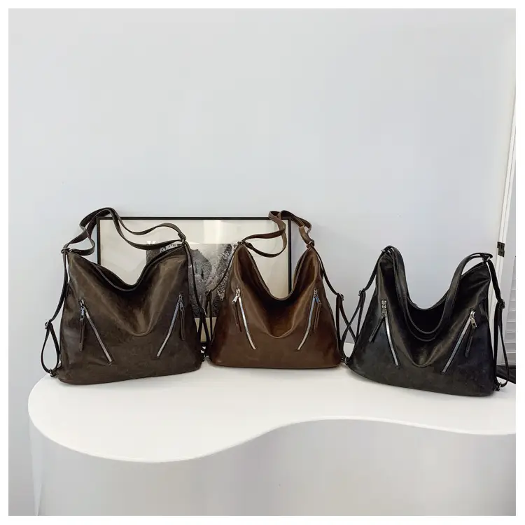 Black Leather Crossbody Bag for Women, Large Capacity, Retro Design — feature 27