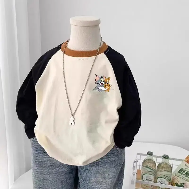 Tom and Jerry Raglan Sleeve Kids T-Shirt Medium Large - Image 3