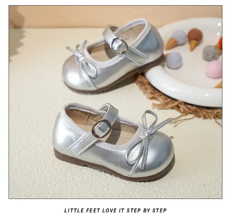 Girls Silver Bow Korean Style Shoes — feature 13