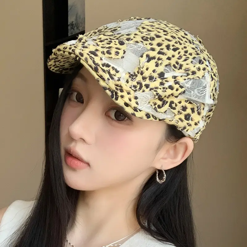 Women Leopard Print Forward Cap Large Circumference — feature 9