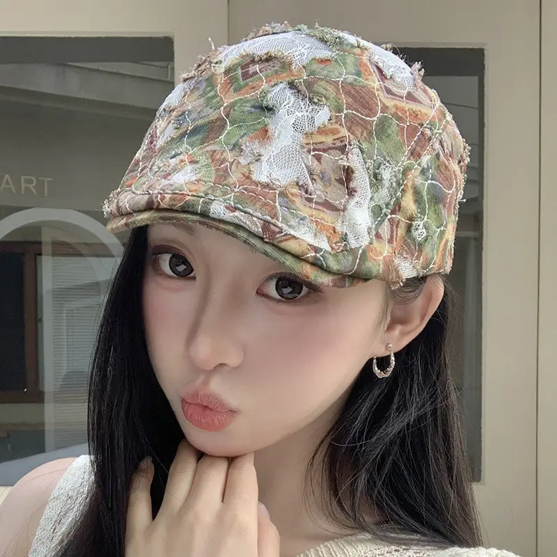 Women Leopard Print Forward Cap Large Circumference - Image 2