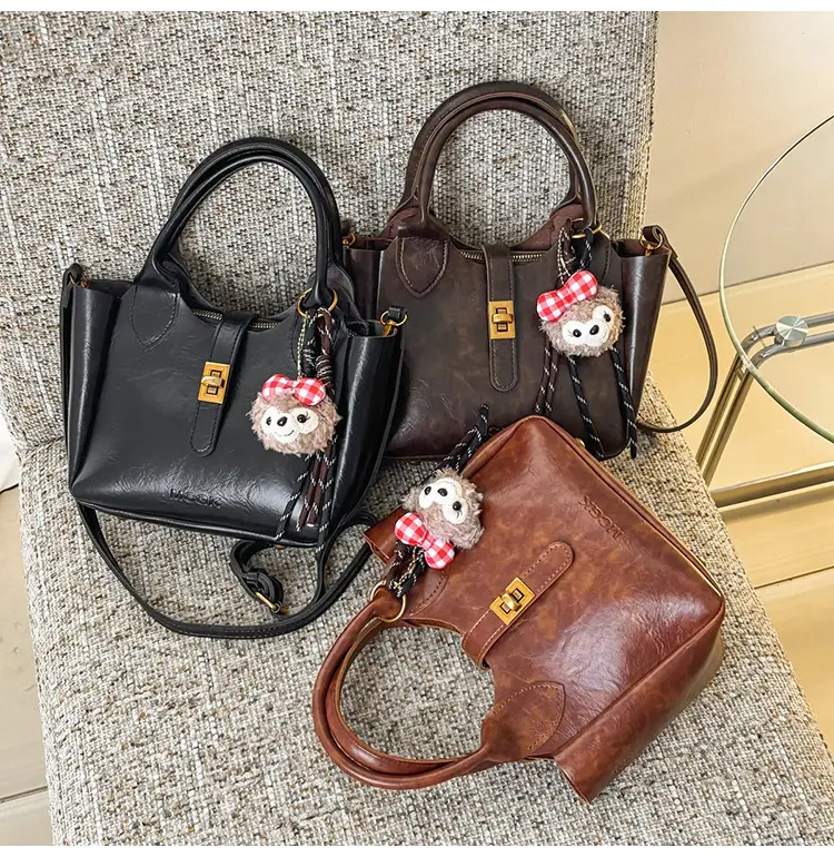 Women Pebbled Shoulder Crossbody Bag with Cute Charm — feature 14