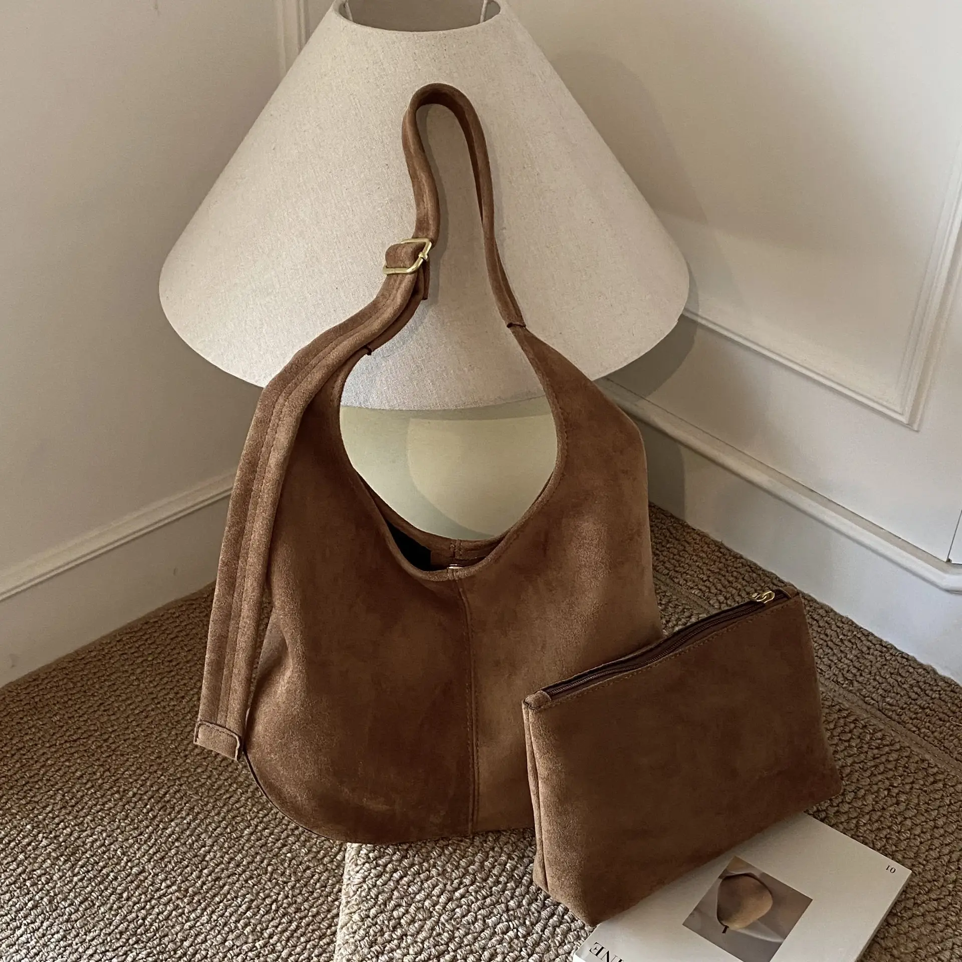 Suede Shoulder Bag Large Capacity Brown Women's 2025 - Image 5