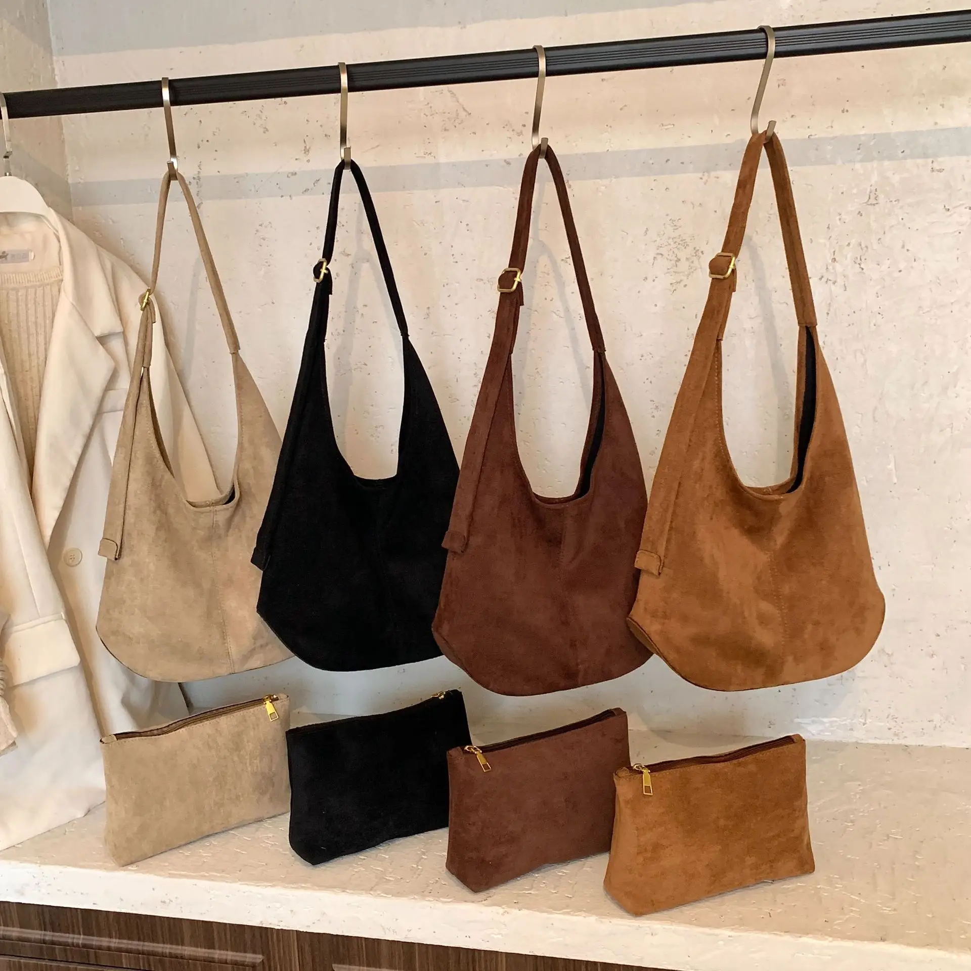 Suede Shoulder Bag Large Capacity Brown Women's 2025 - Image 6