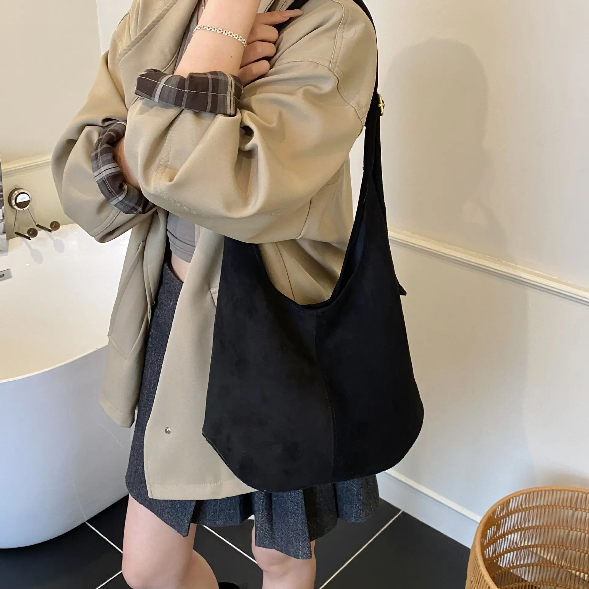 Suede Shoulder Bag Large Capacity Brown Women's 2025 - Image 8