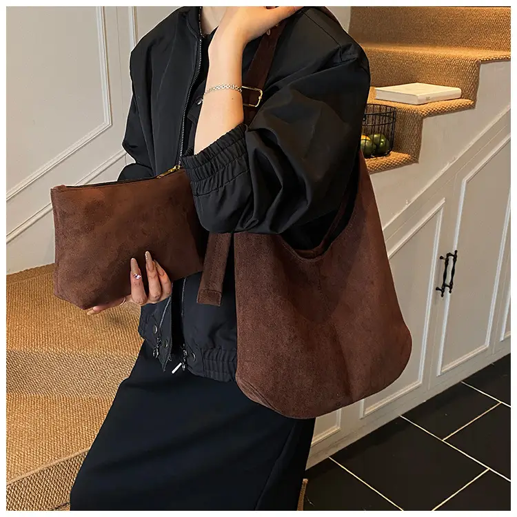 Suede Shoulder Bag Large Capacity Brown Women's 2025 — feature 14