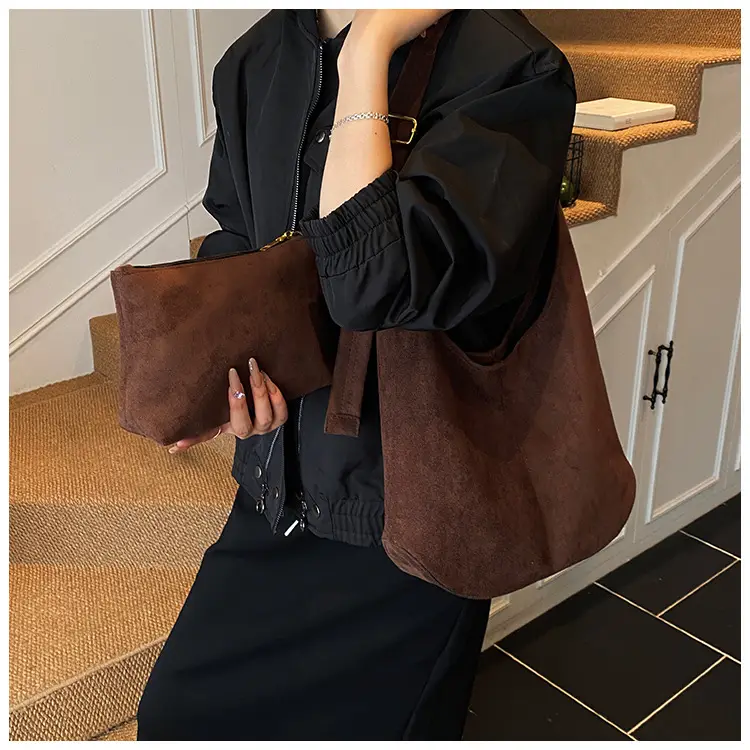 Suede Shoulder Bag Large Capacity Brown Women's 2025 — feature 15