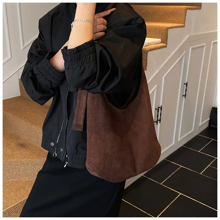Suede Shoulder Bag Large Capacity Brown Women's 2025 — feature 16