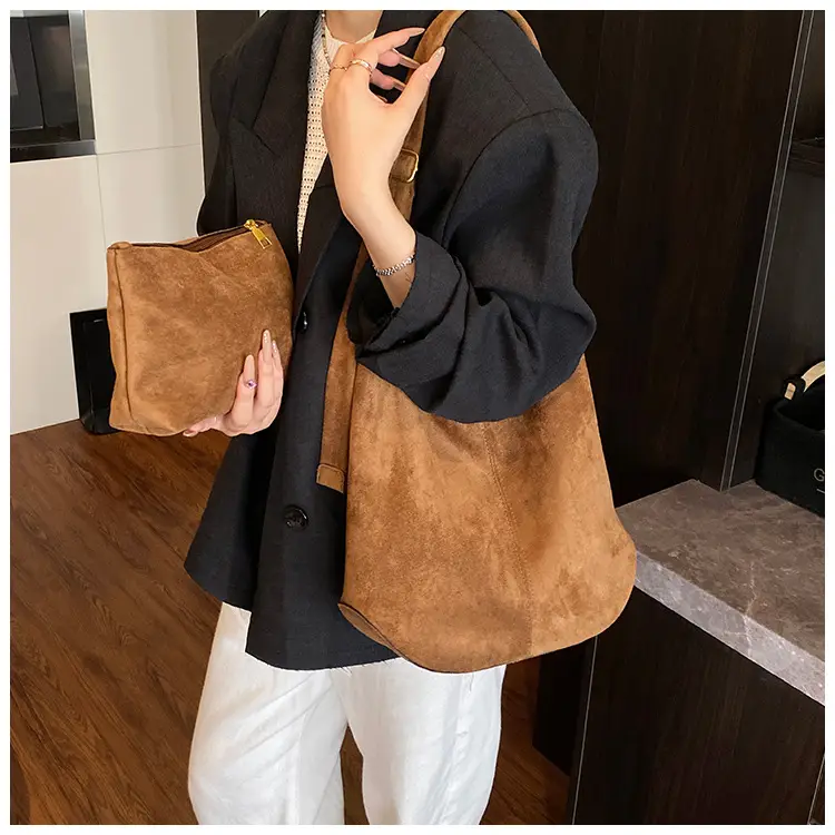 Suede Shoulder Bag Large Capacity Brown Women's 2025 — feature 32