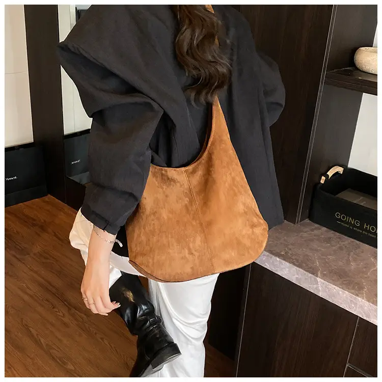 Suede Shoulder Bag Large Capacity Brown Women's 2025 — feature 34