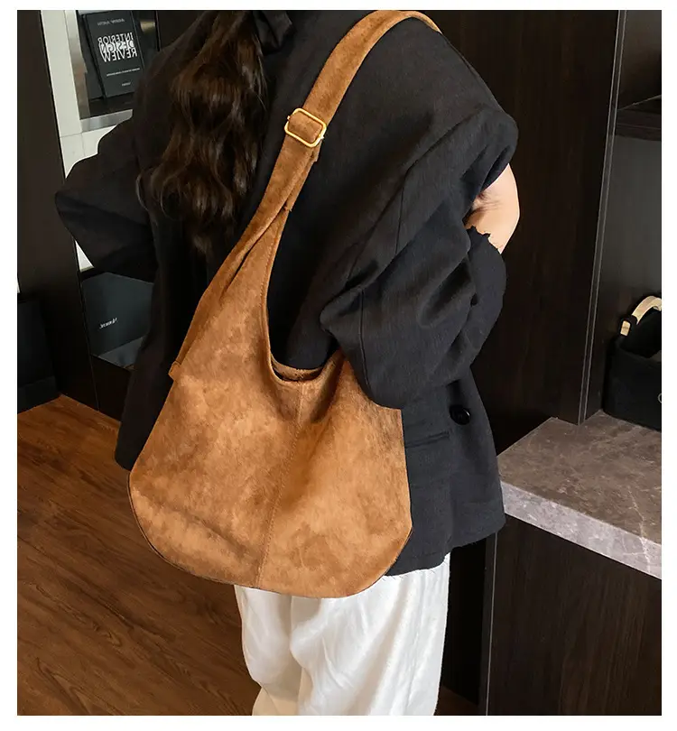Suede Shoulder Bag Large Capacity Brown Women's 2025 — feature 4