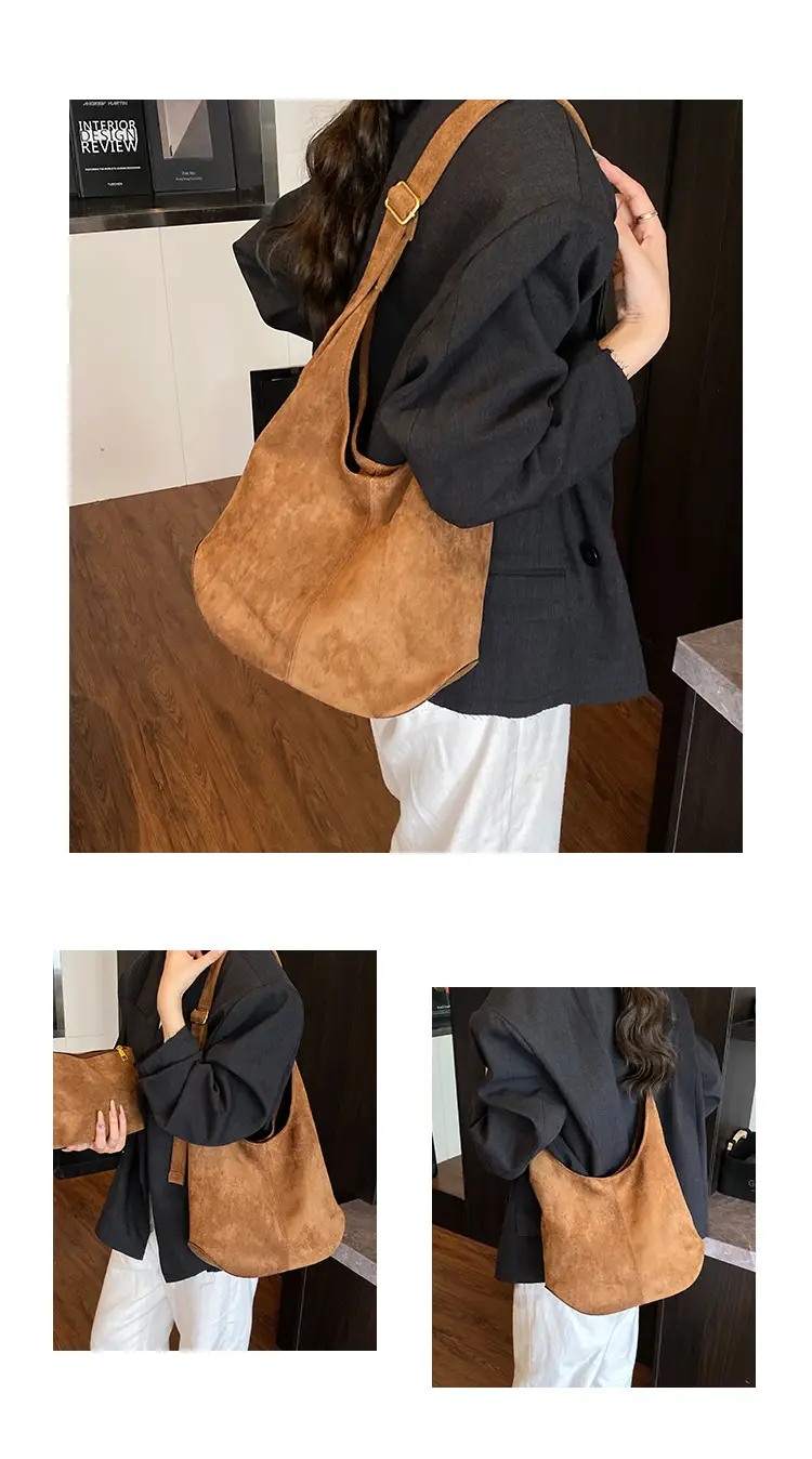 Suede Shoulder Bag Large Capacity Brown Women's 2025 — feature 8