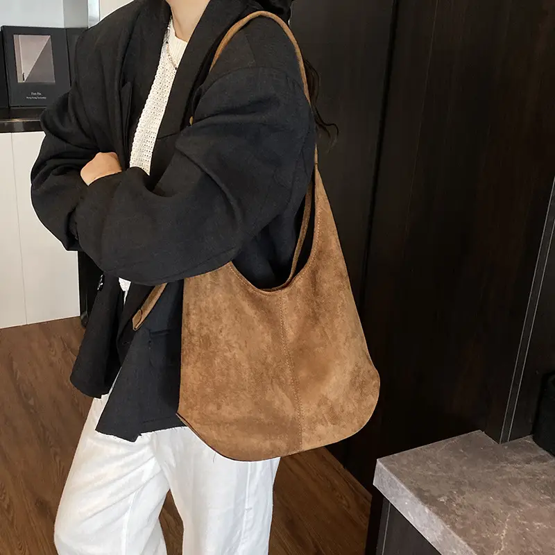Suede Shoulder Bag Large Capacity Brown Women's 2025 - Image 3