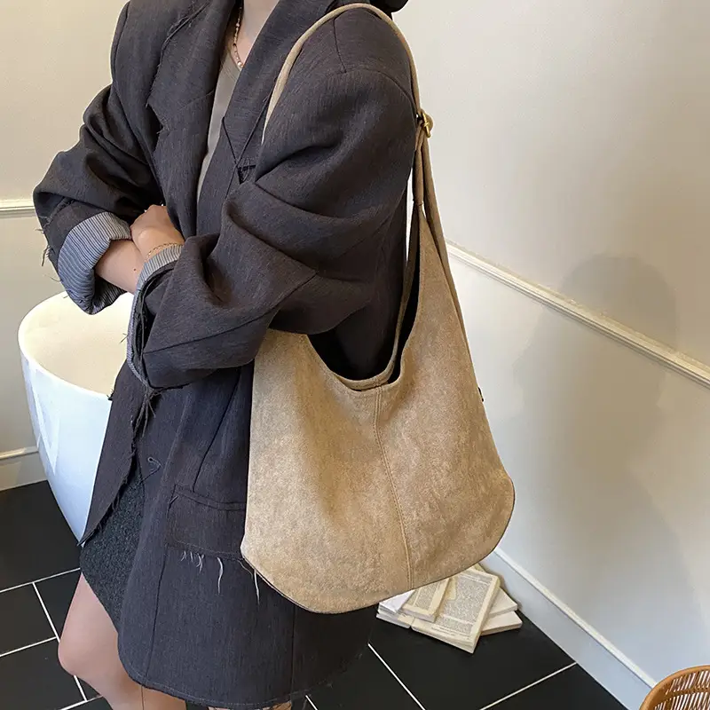 Suede Shoulder Bag Large Capacity Brown Women's 2025 - Image 4