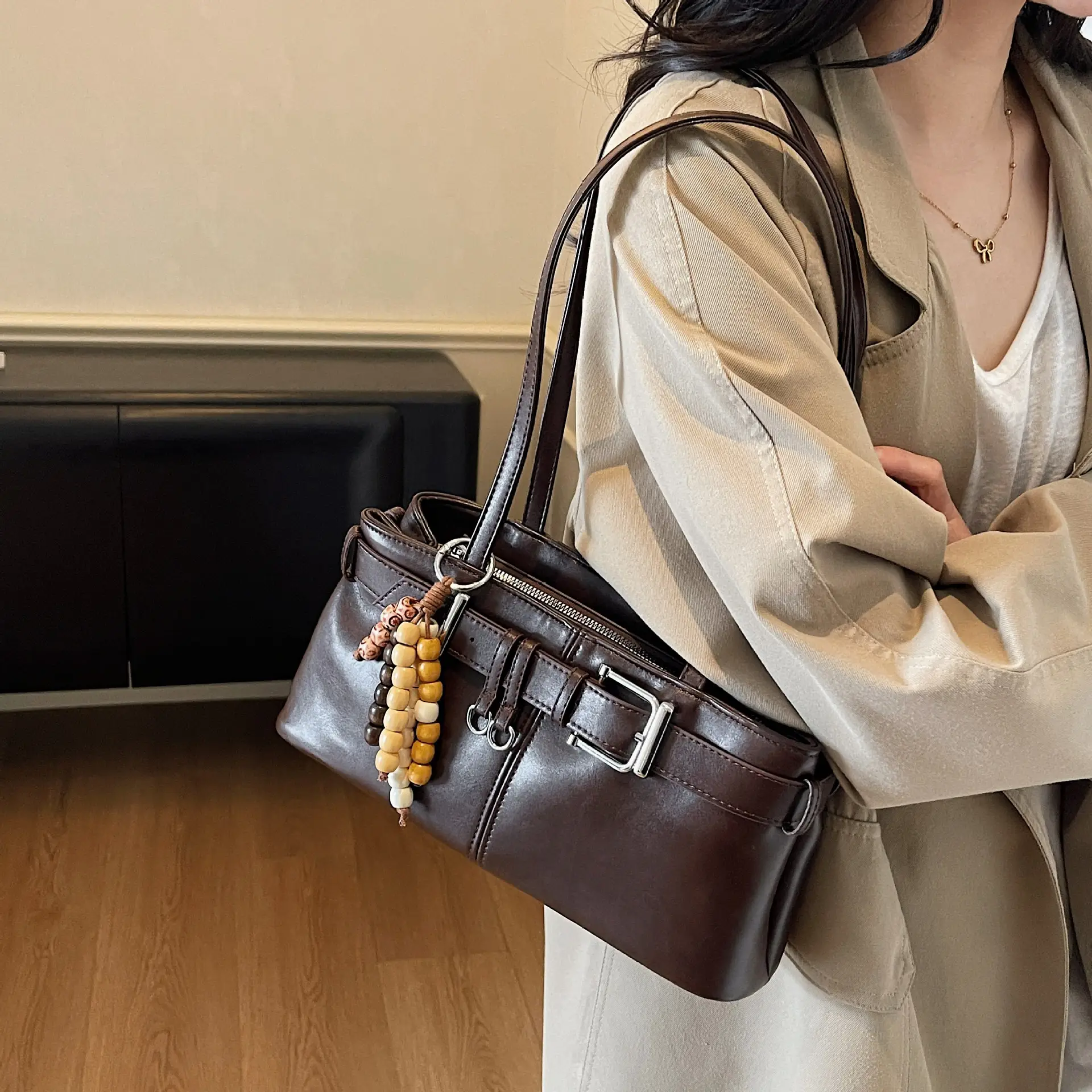 Retro Belt Buckle Handbag for Women 2025