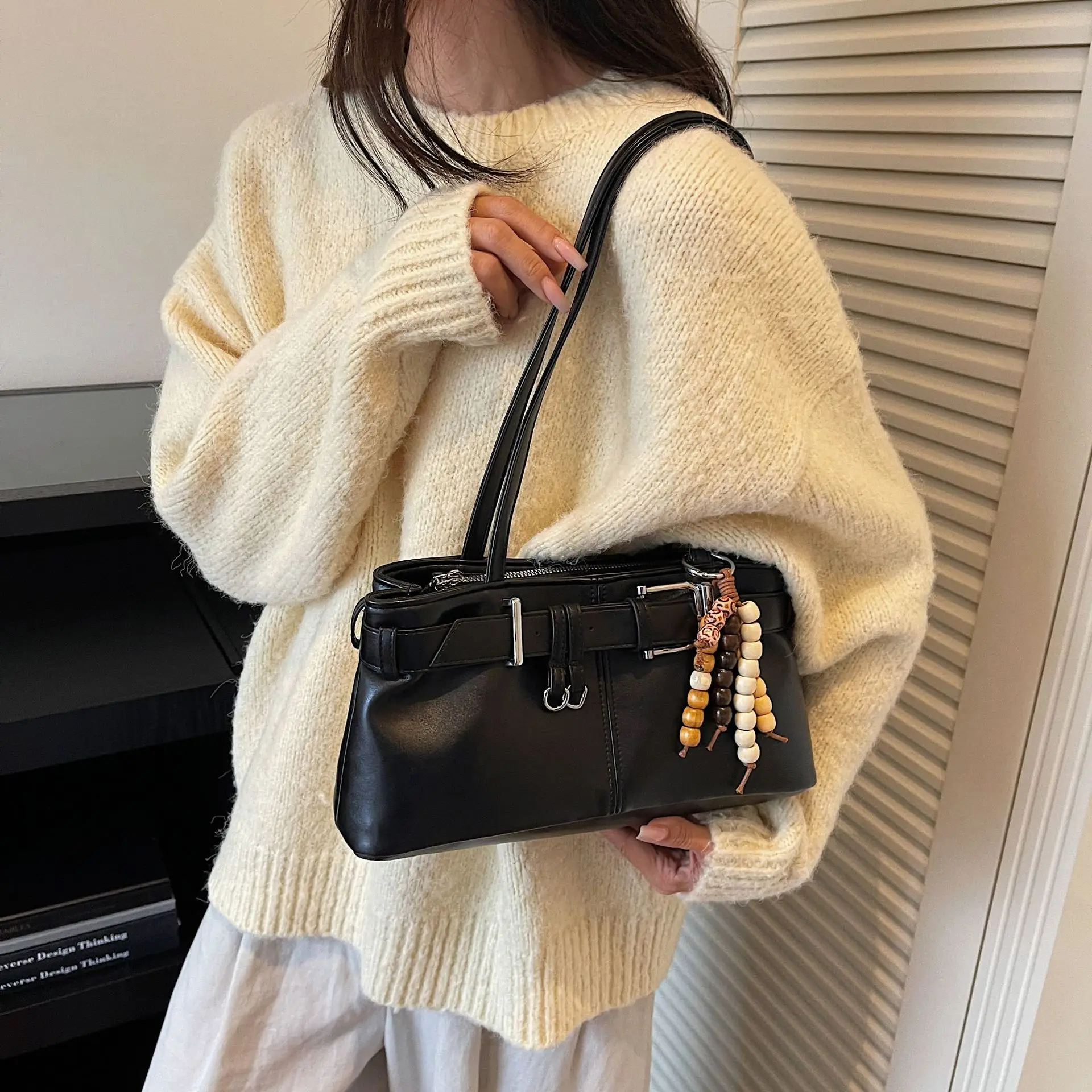 Retro Belt Buckle Handbag for Women 2025