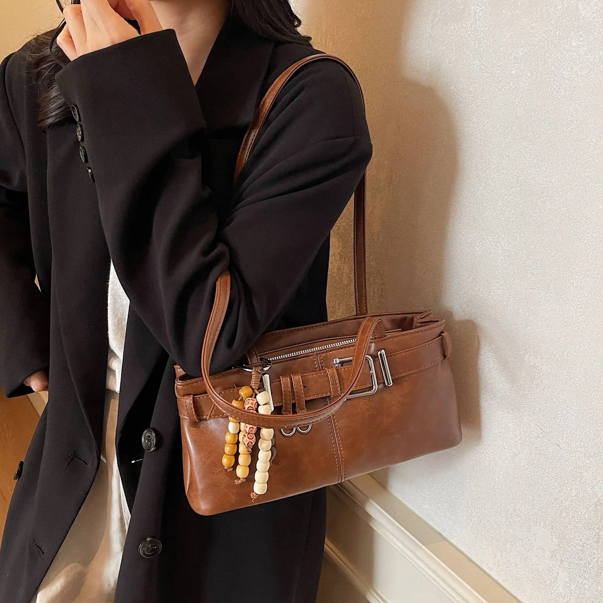 Retro Belt Buckle Handbag for Women 2025