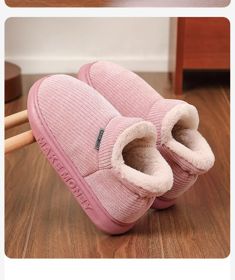 Autumn and Winter Cotton Slippers for Women with Thickeneded Soft Soles, Indoor Warm Shoes for the Elderly, All-Inclusive Plush Men's Home Cotton Shoes — feature 2