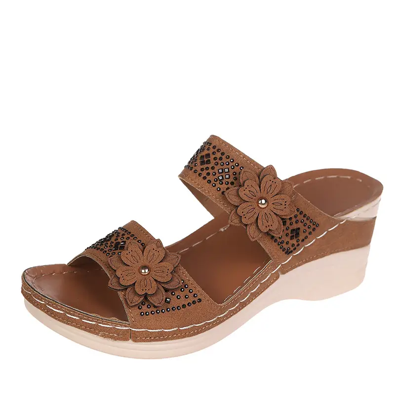 Cross-Border Foreign Trade Large Size Summer New Women's Shoes Wedge Sandals Hollow Flower Women's Shoes High Heel Sandals — feature 12