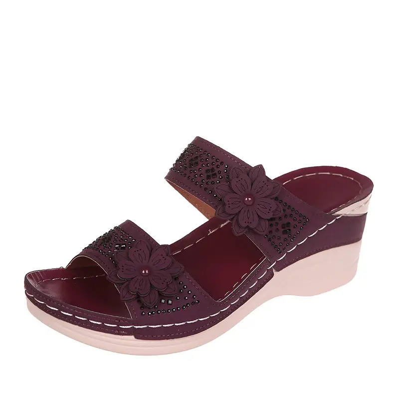 Cross-Border Foreign Trade Large Size Summer New Women's Shoes Wedge Sandals Hollow Flower Women's Shoes High Heel Sandals — feature 14