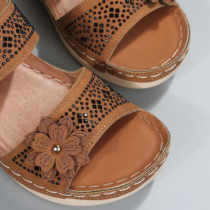 Cross-Border Foreign Trade Large Size Summer New Women's Shoes Wedge Sandals Hollow Flower Women's Shoes High Heel Sandals — feature 15