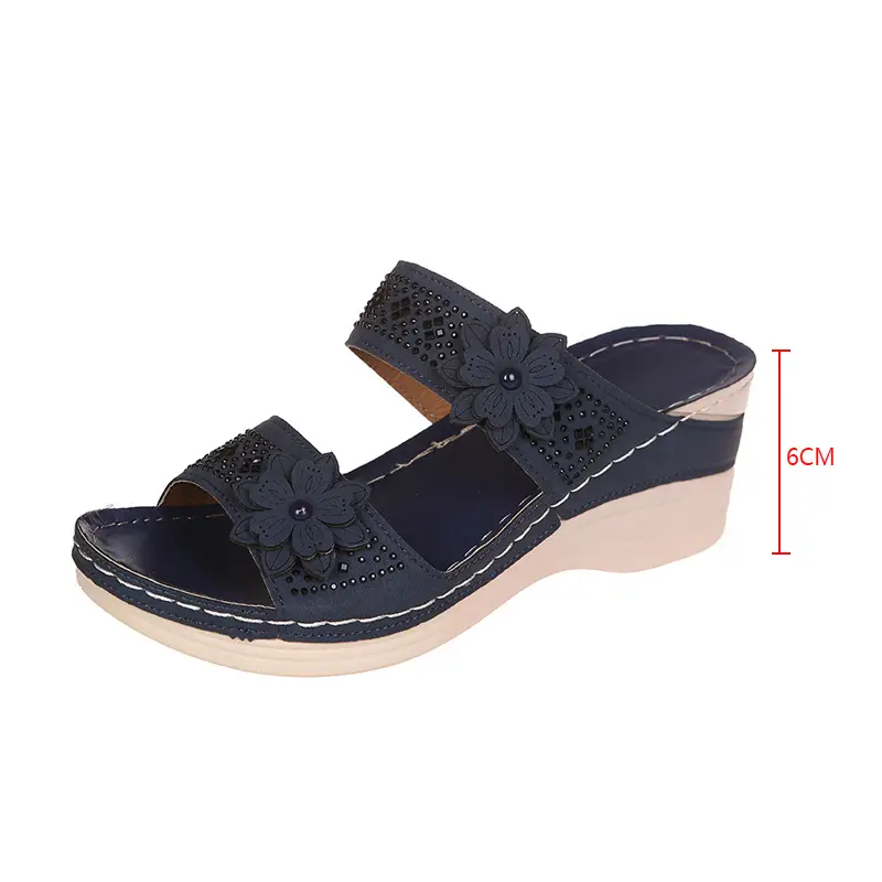 Cross-Border Foreign Trade Large Size Summer New Women's Shoes Wedge Sandals Hollow Flower Women's Shoes High Heel Sandals — feature 17