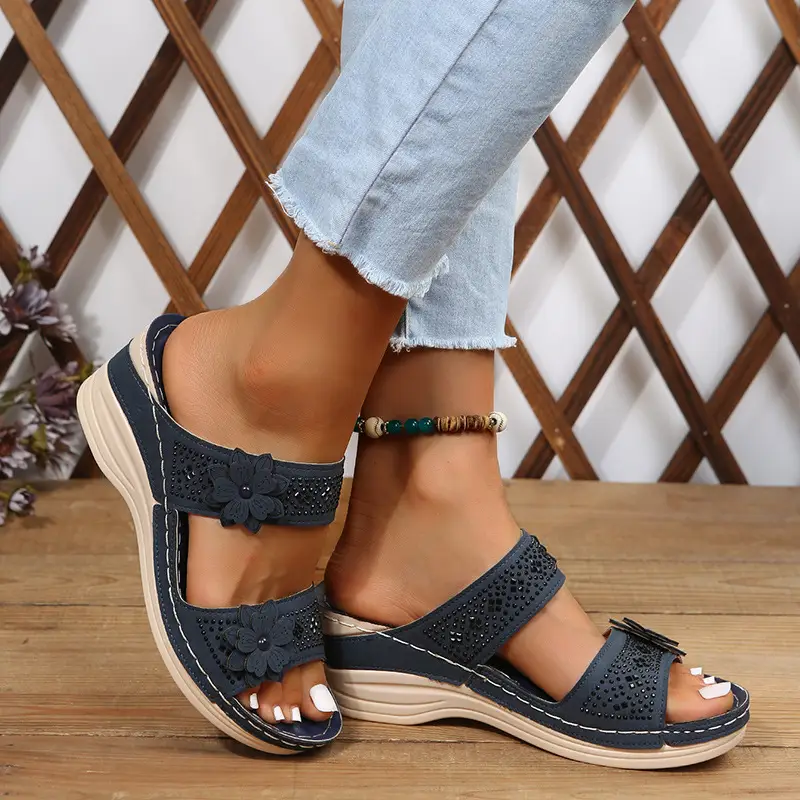 Cross-Border Foreign Trade Large Size Summer New Women's Shoes Wedge Sandals Hollow Flower Women's Shoes High Heel Sandals — feature 22