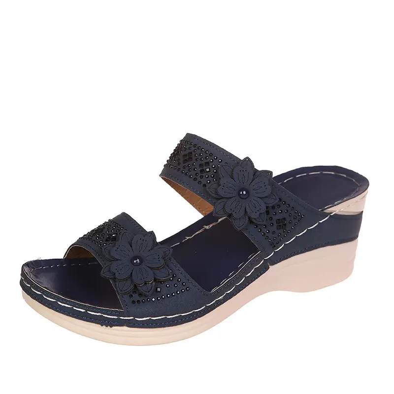 Cross-Border Foreign Trade Large Size Summer New Women's Shoes Wedge Sandals Hollow Flower Women's Shoes High Heel Sandals — feature 31