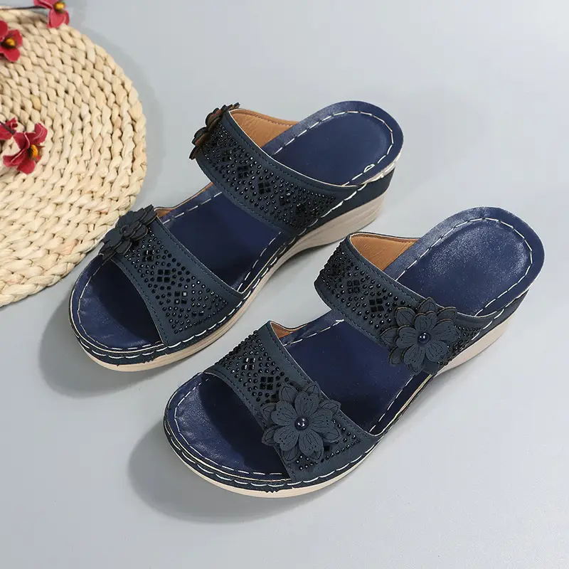 Cross-Border Foreign Trade Large Size Summer New Women's Shoes Wedge Sandals Hollow Flower Women's Shoes High Heel Sandals — feature 37